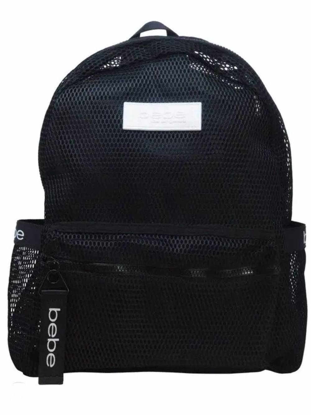 bebe Black Mesh Backpack /Crossbody Logo Sleek Everyday Carry EUC